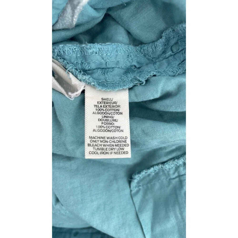 LOFT Riviera Shorts Women’s 12 Teal Eyelet Embroidery Cotton Lined Summer Chic
